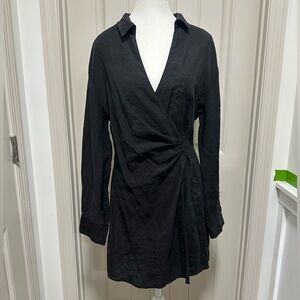 Zara Black Long Sleeve Wrap Dress